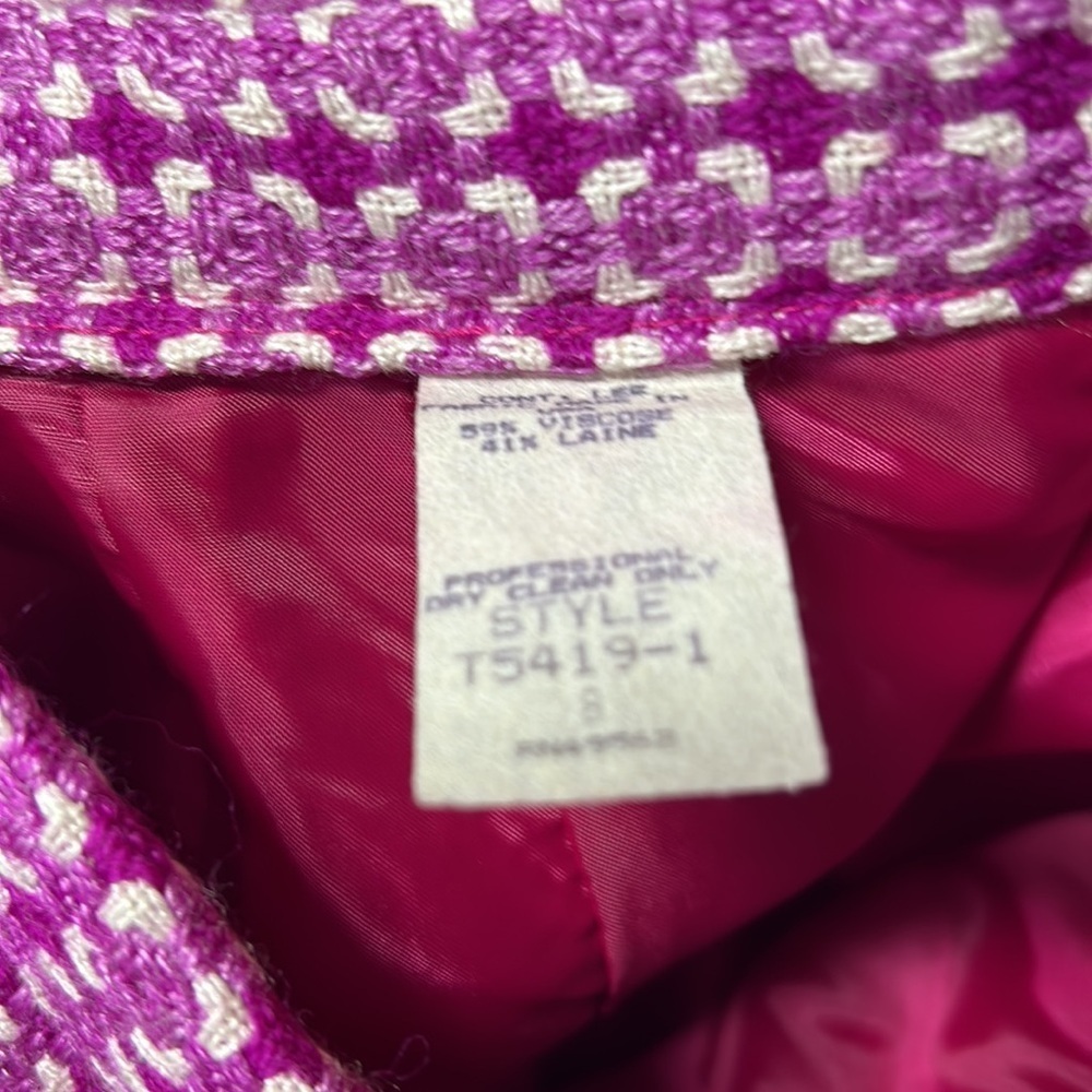 Victor Costa Vintage skirt suit pink white tweed size 8 medium - Picture 12 of 14